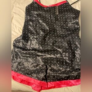 Jordan Black Satin Pajama Set with Pink Trim